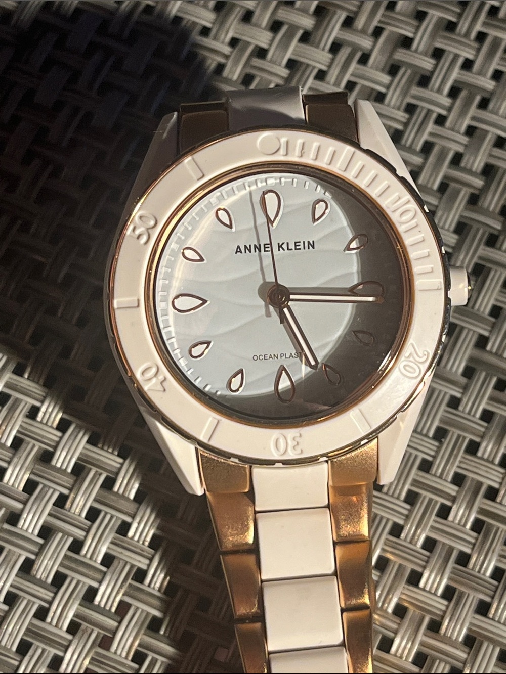 Anne Klein Two-Tone Gold and White Womens Bracelet Watch